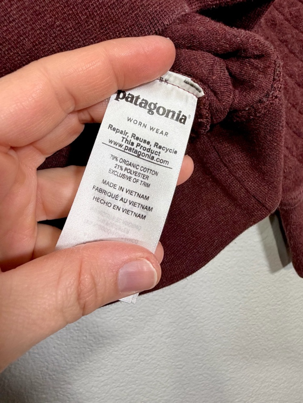 Patagonia Quilted Snap-T Pullover Sweatshirt Maroon Dark Ruby Cotton Women Med - Picture 5 of 9